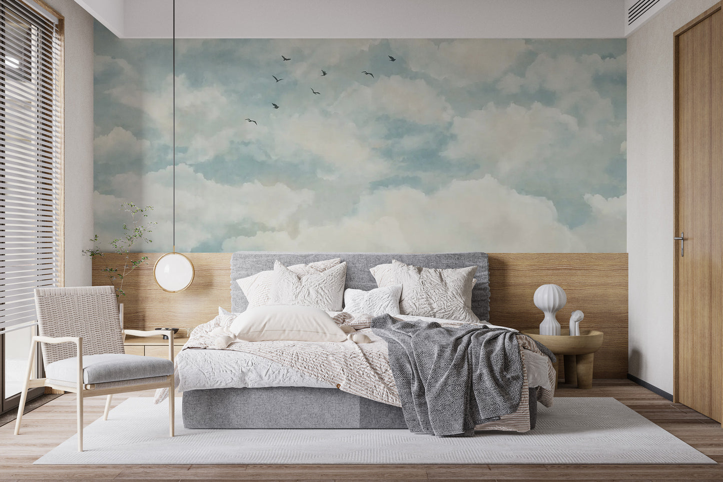 Peaceful sky with flying birds decor
