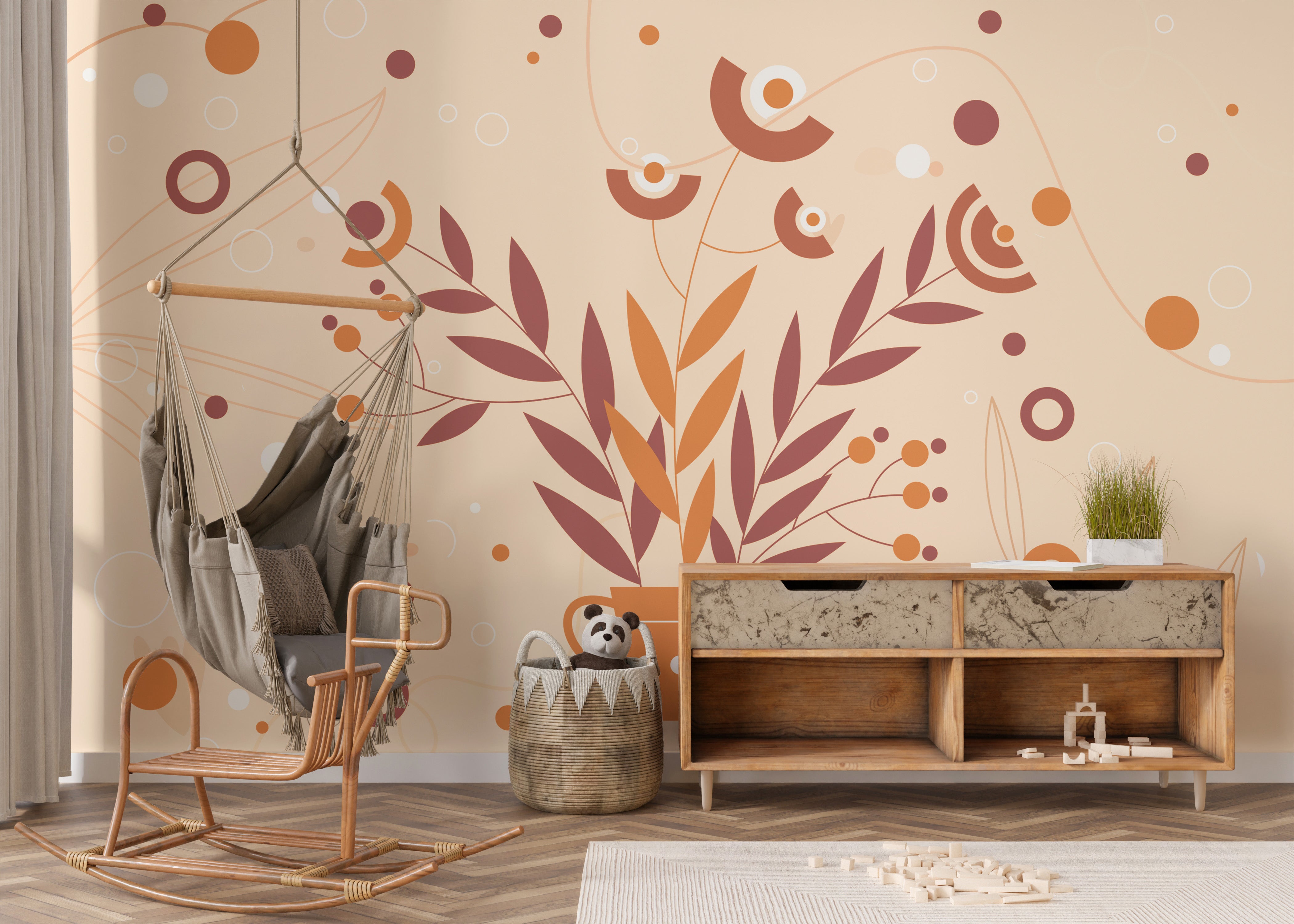 Classic autumnal elegance in a vase art wallpaper mural.
