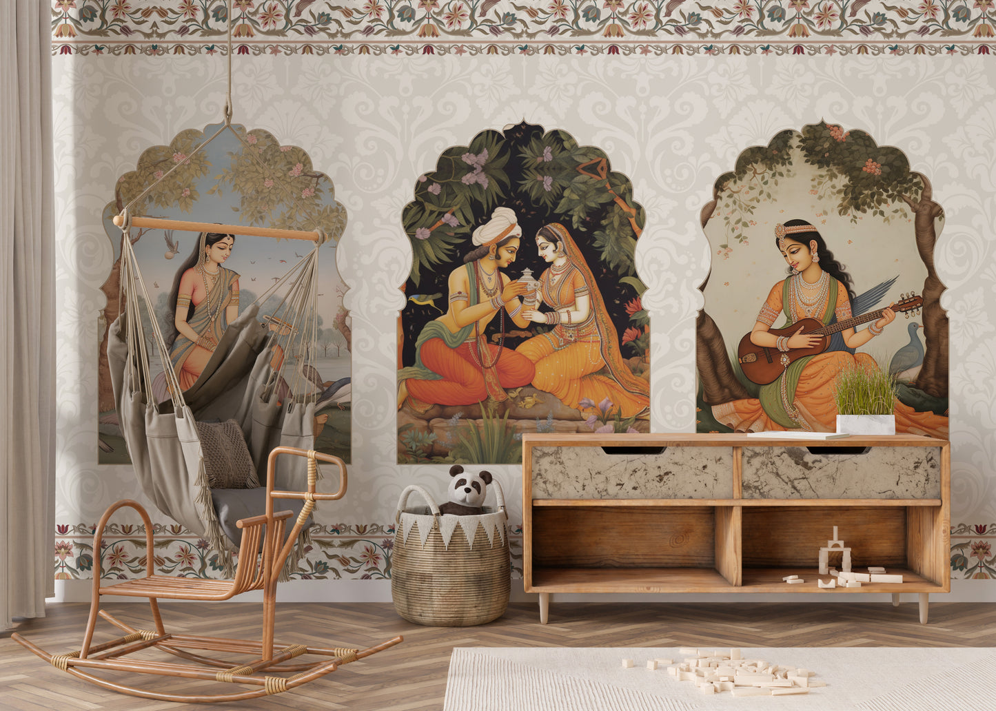 Regal Eastern mural wallpaper with an air of sophistication.
