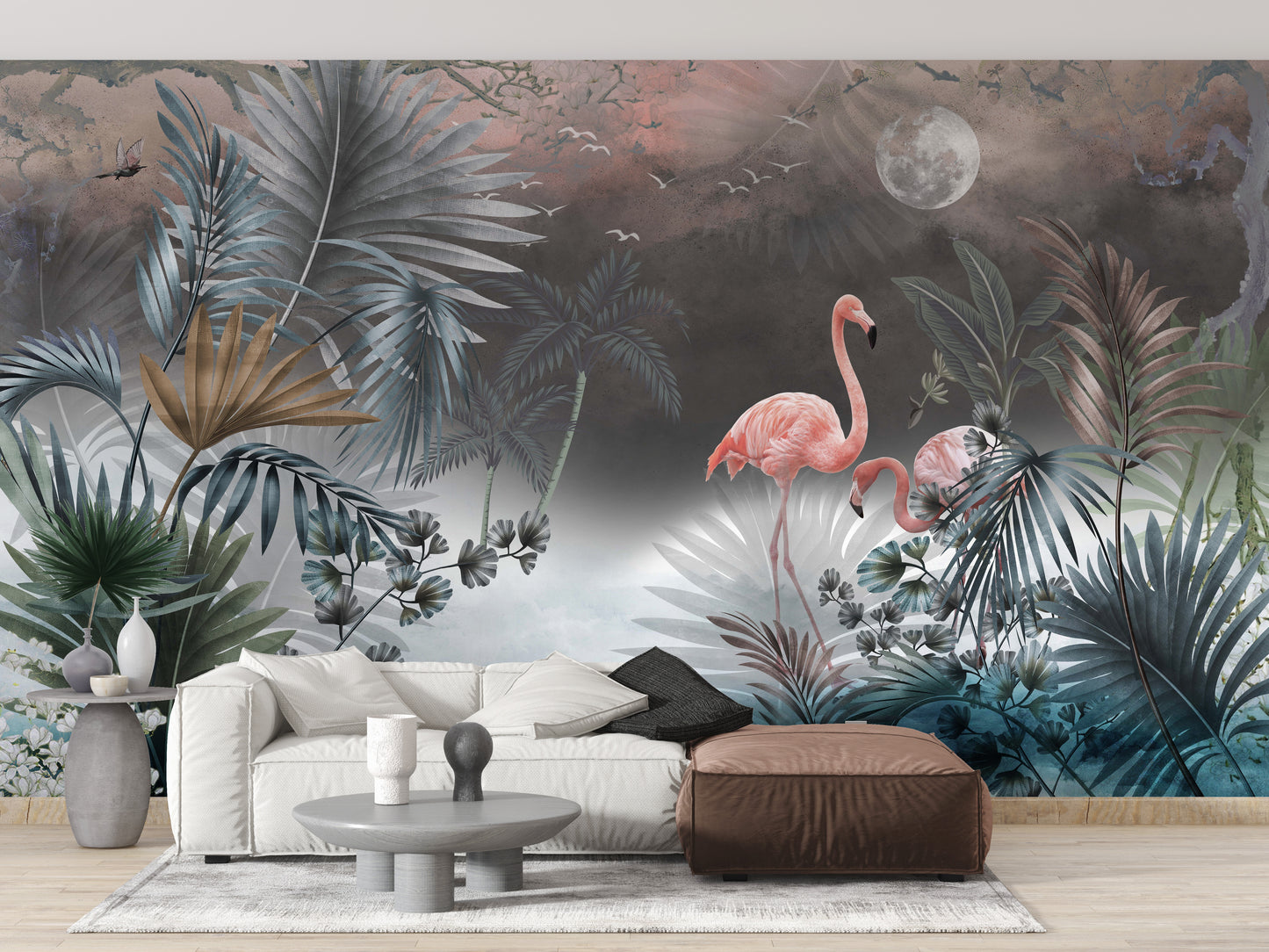 Stylish tropical monstera wall mural art
