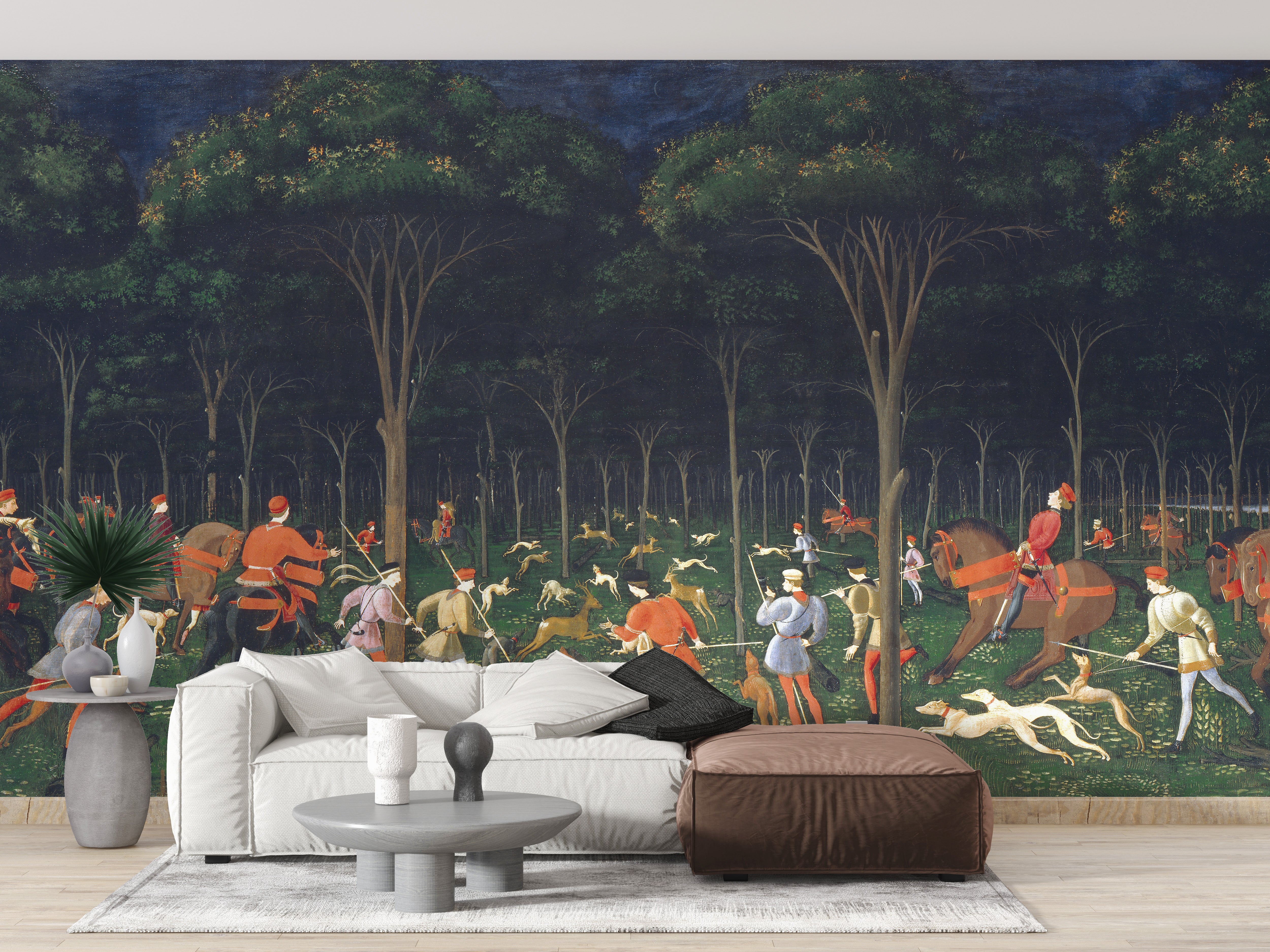 Scenic hunting-themed wall mural for walls