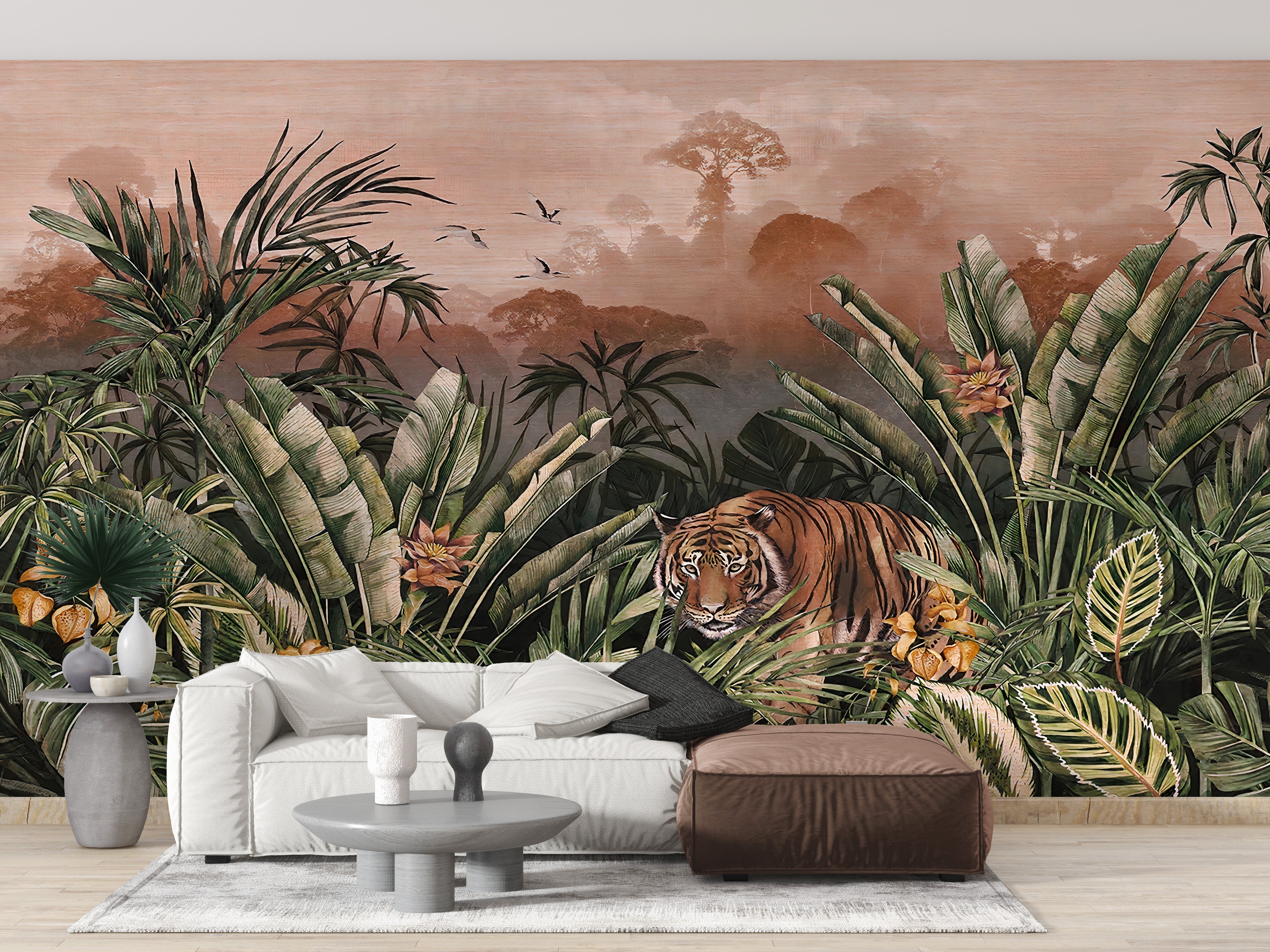 Scenic tropical outdoors wall mural tones
