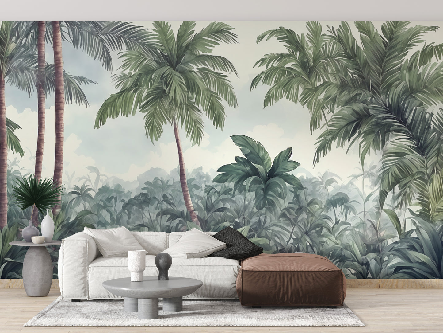 Watercolor Green trees Wallpaper Murals