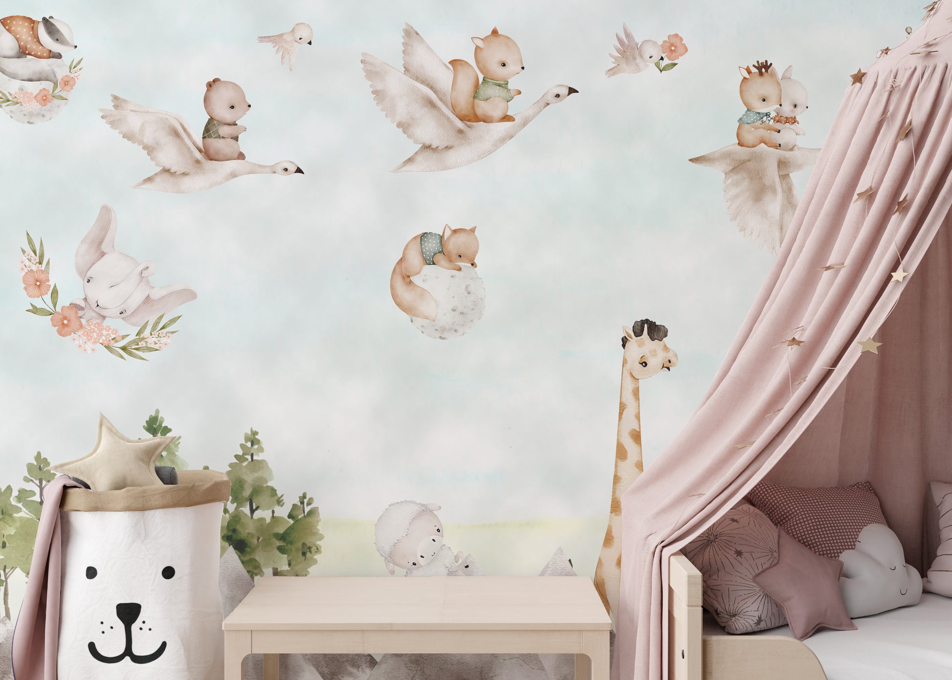 Enchanted Woodland Creatures Mural for interiors