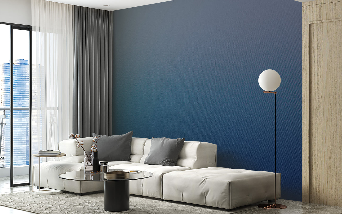 Deep Blue Ombre Textured Wall Mural