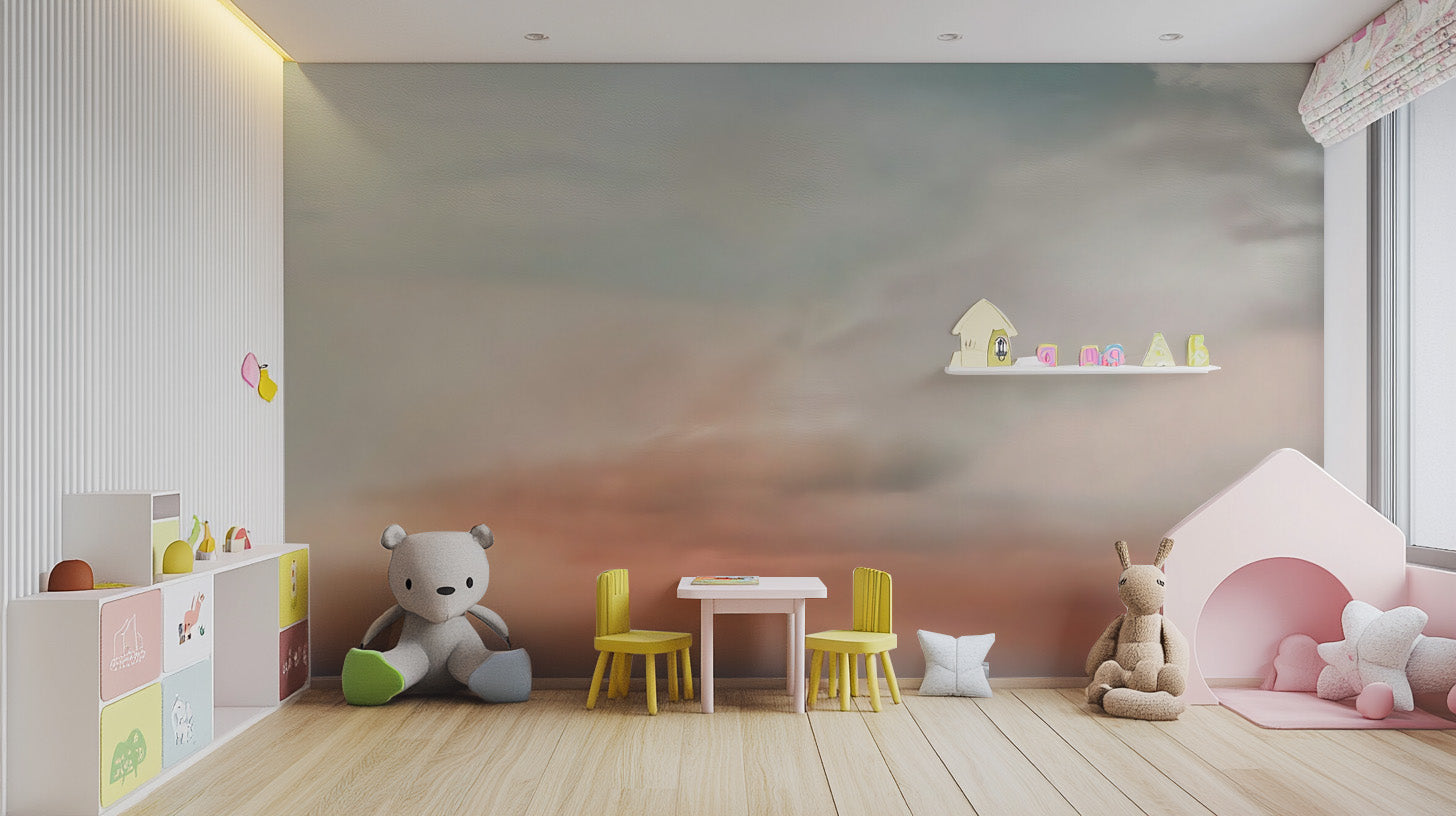 Add warm hues to kids rooms with the Sunset Dreams Mural design.