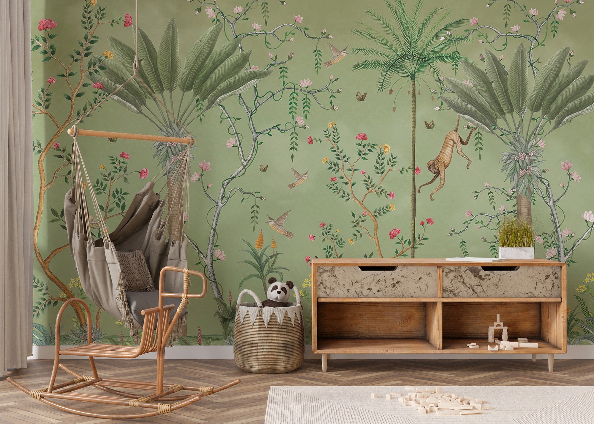 Ornate Floral Chinoiserie Wallpaper Mural