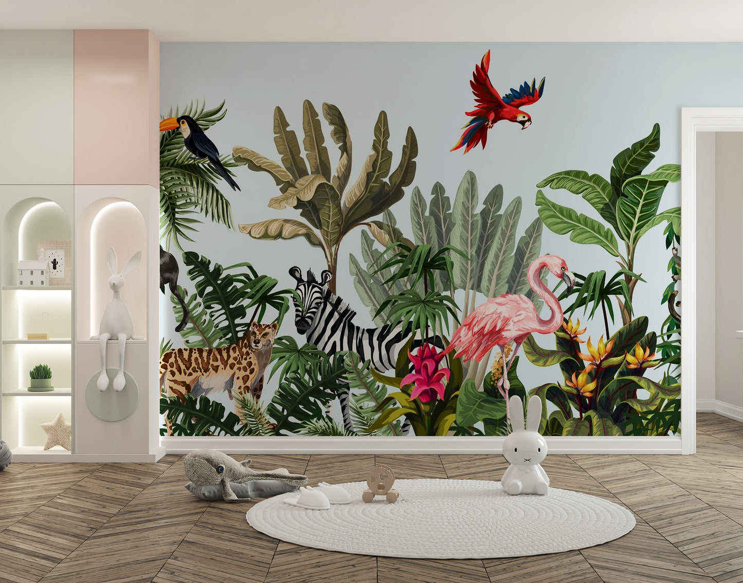 Tropical Animals & Birds Wallpaper Mural