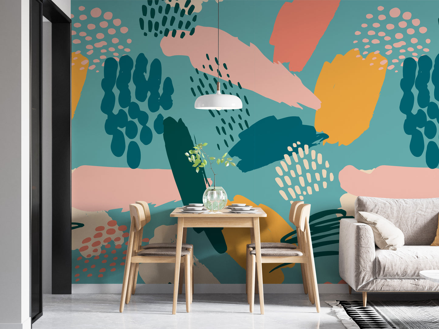 Peel and stick abstract shapes mural