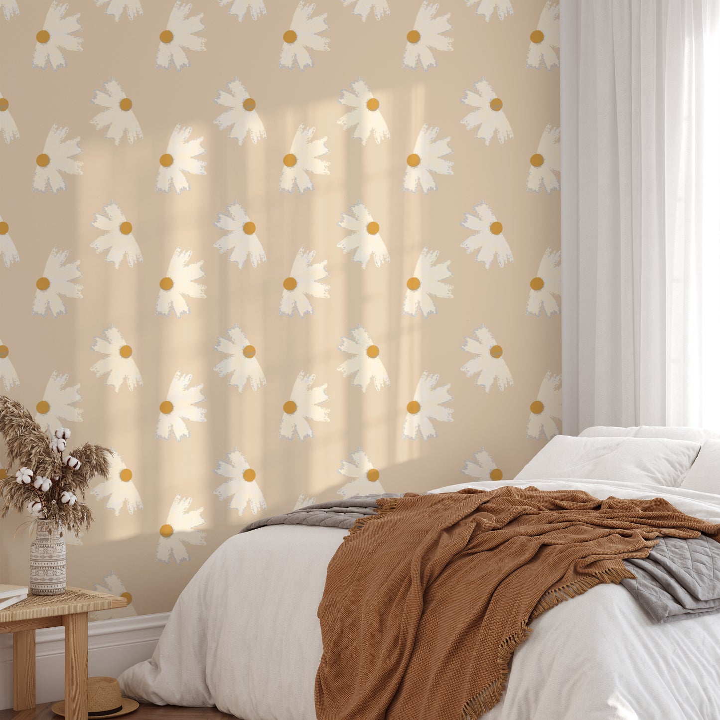 Marigold Pearl Flower Wallpaper for stylish walls
