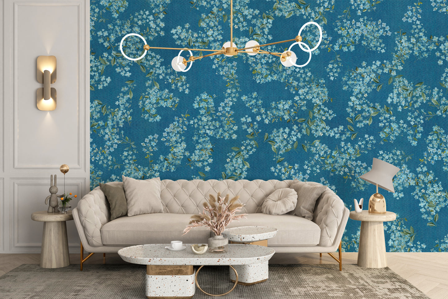 Floral peel and stick wallpaper design
