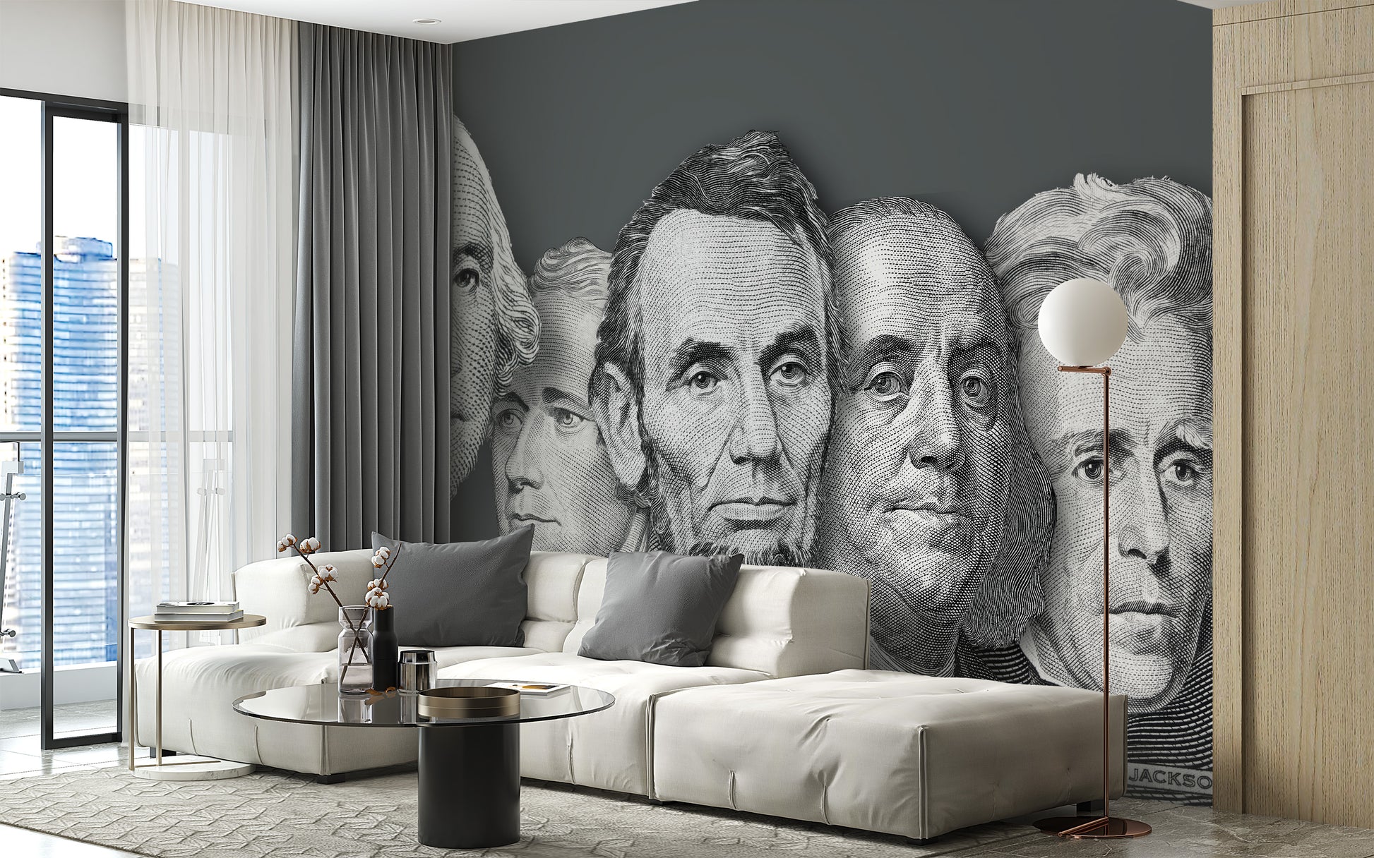 Historical leaders currency mural design