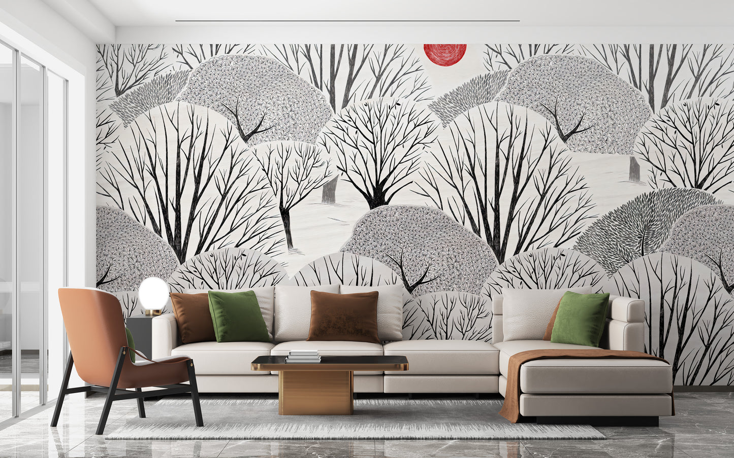 Artistic Black & White Trees Wallpaper Mural