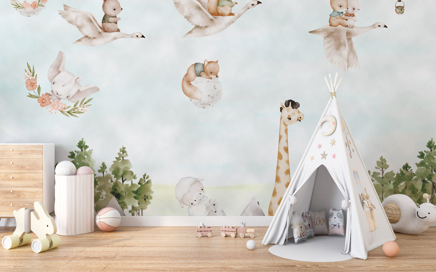 Dreamy Enchanted Woodland Creatures Mural design