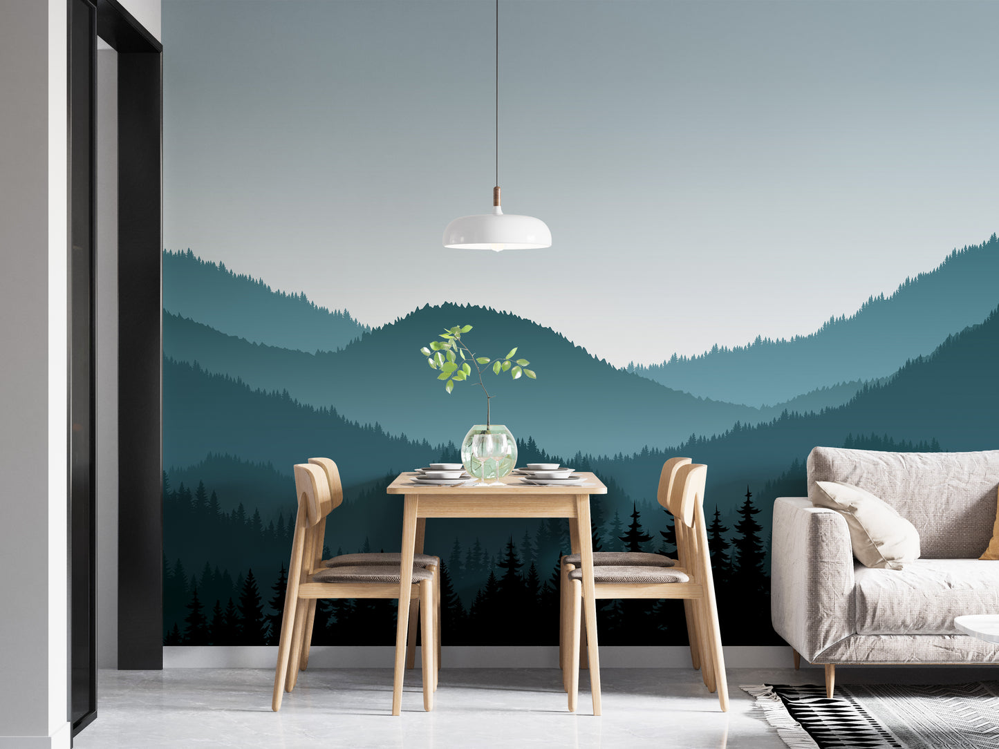 Dark Foggy Mountains Wallpaper Murals