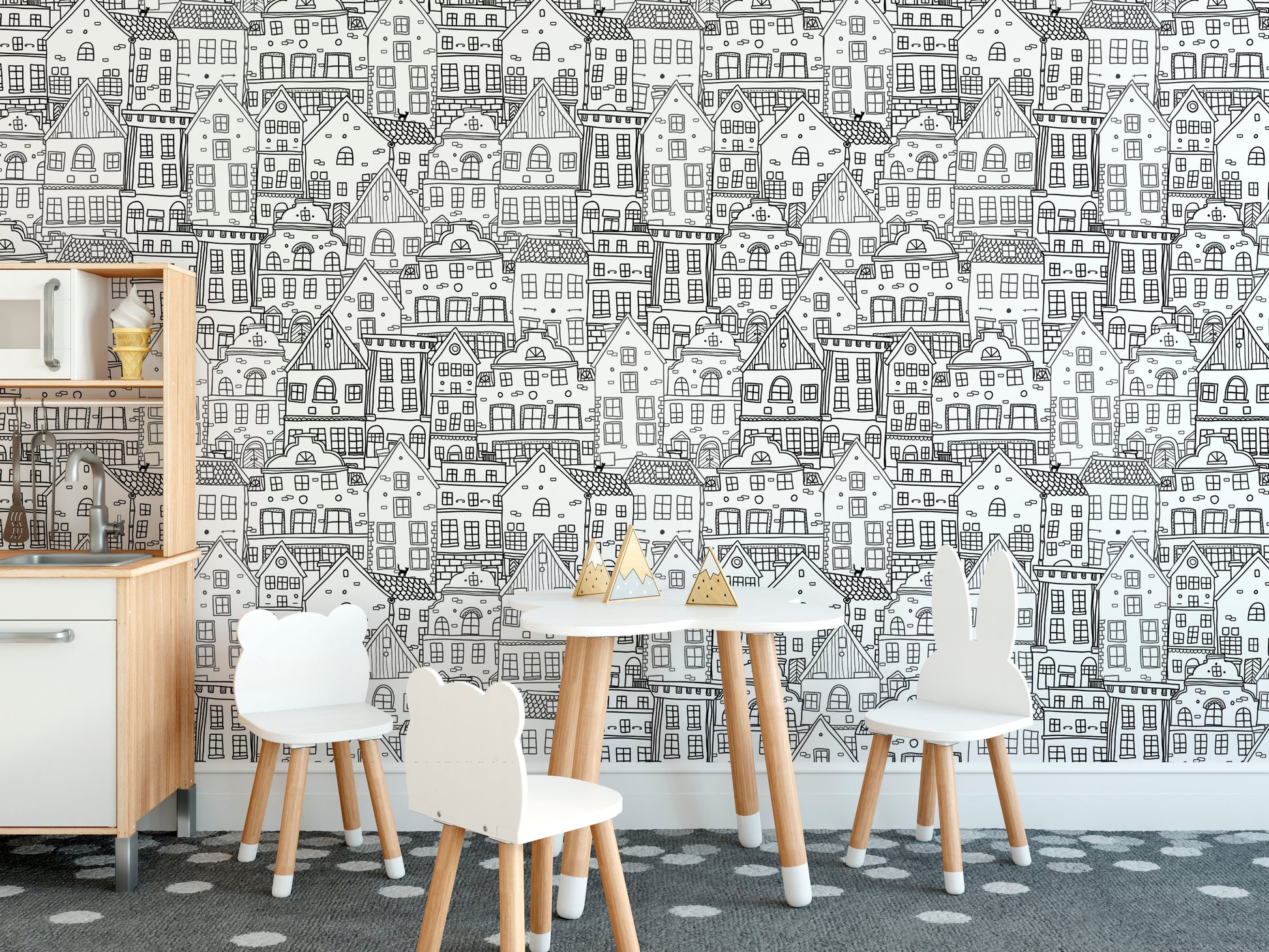 Elegant Abstract Township Wallpaper Mural design