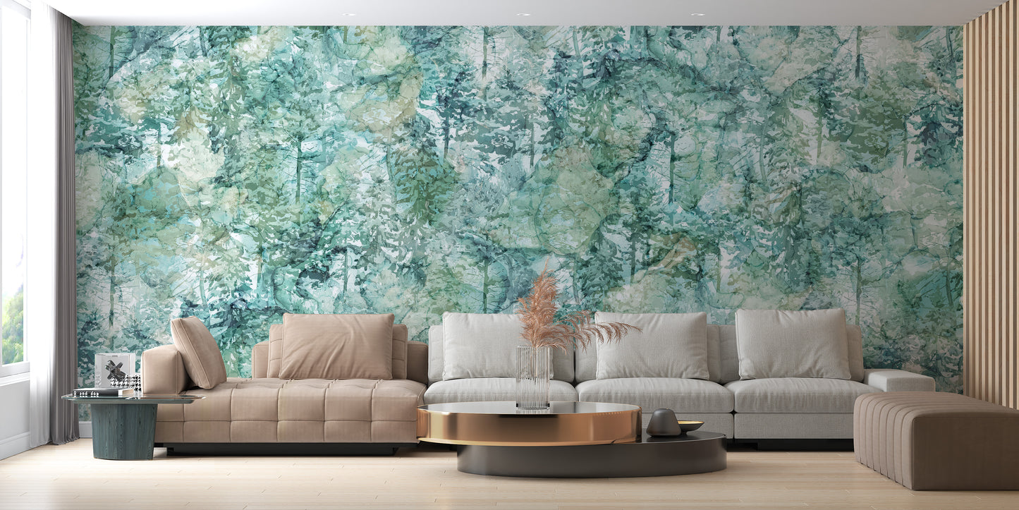 Fresh Green Vibes Tropical Forest Wallpaper Mural