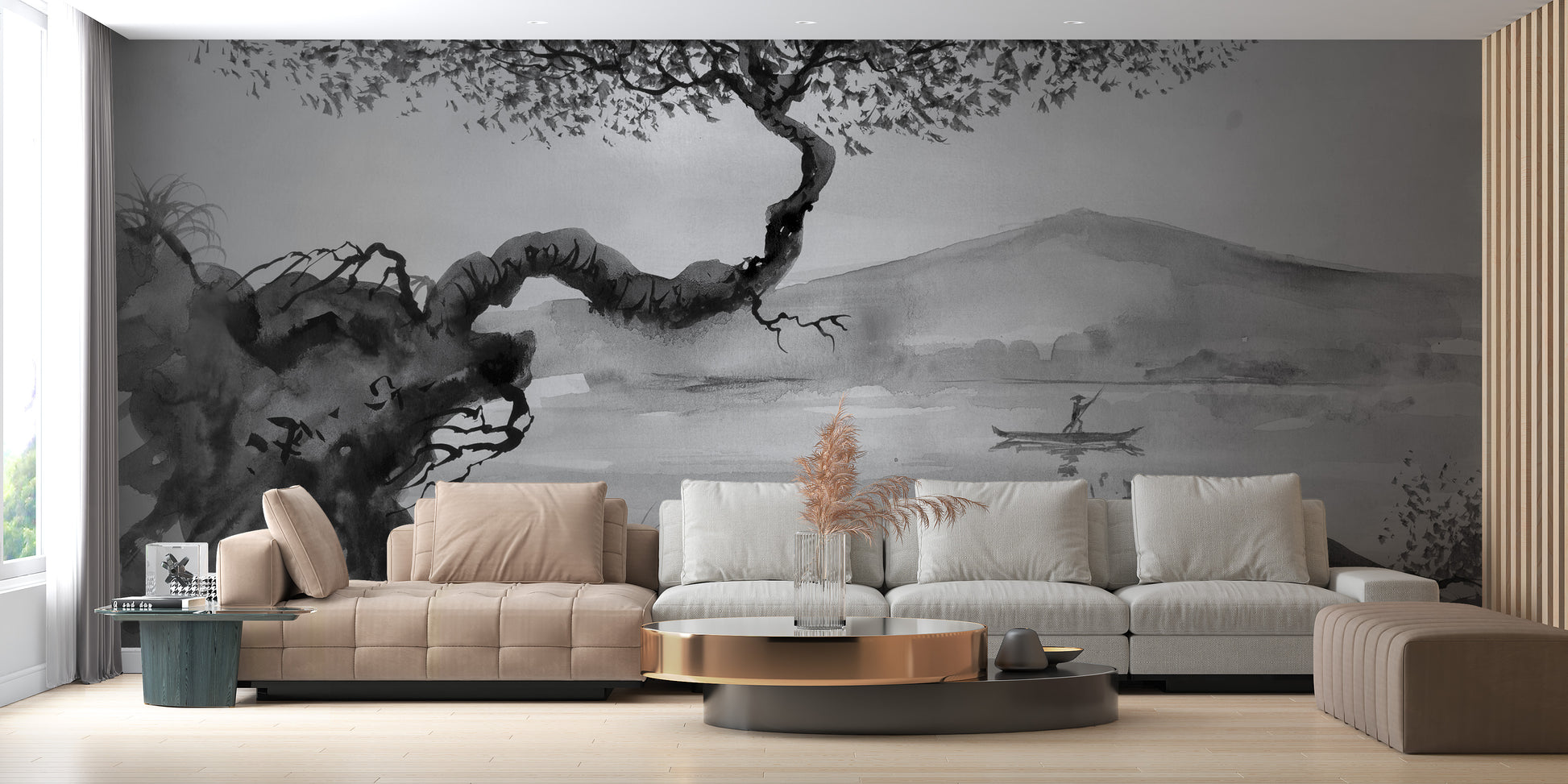 Watercolor Brushstrokes Lakeside View Wallpaper Murals - Giffywalls