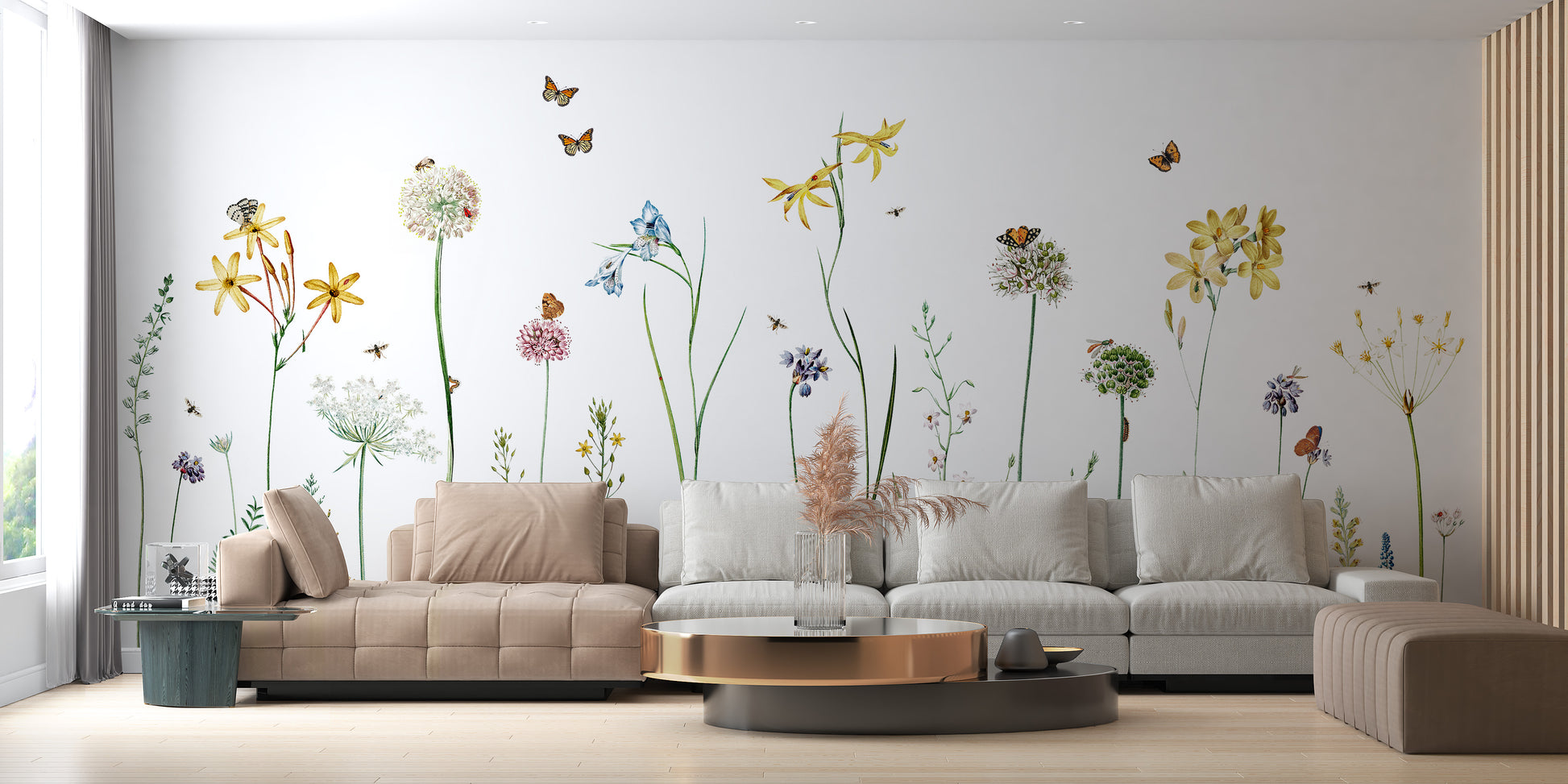 Stylish butterfly garden wallpaper for living spaces