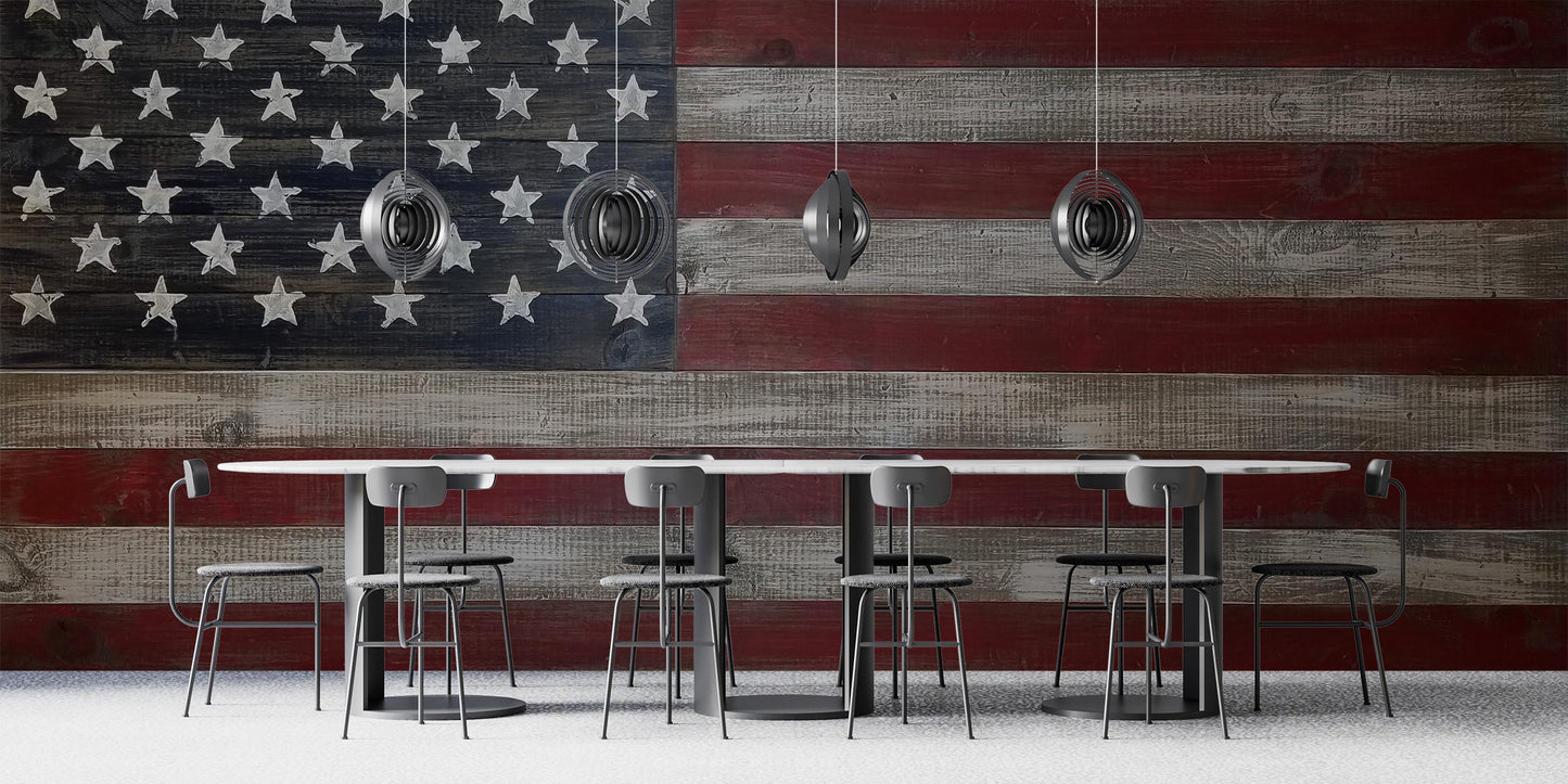 American Flag Wooden Wall Mural - Giffywalls