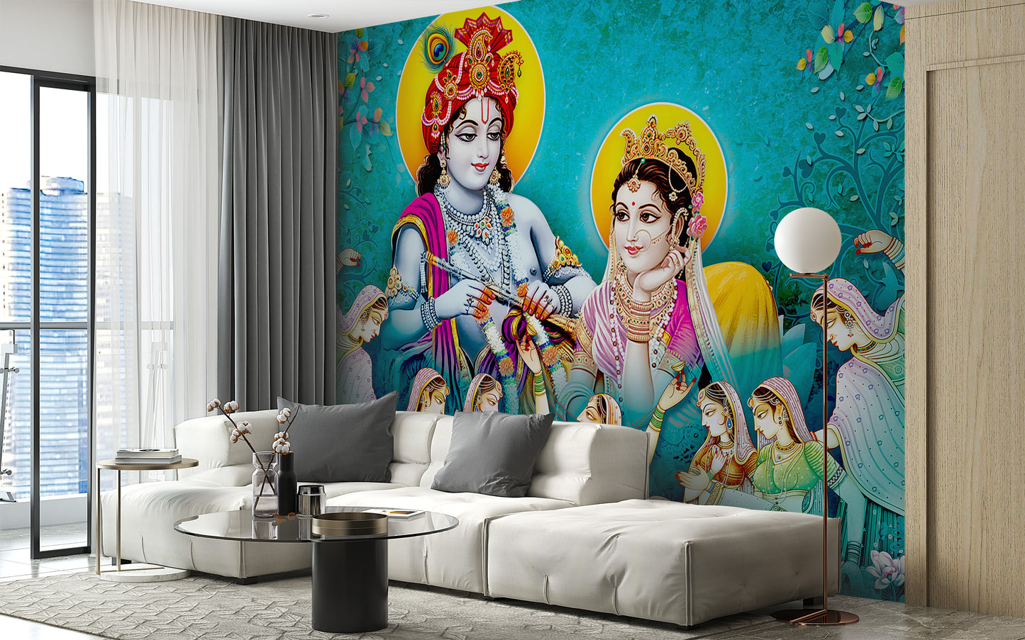 Lord Radhe Krishna and Gopis Wall mural