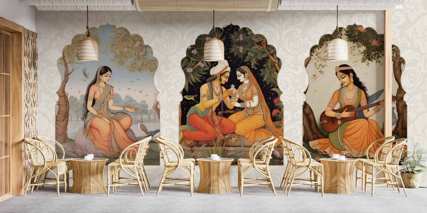 Royal Eastern-inspired wallpaper mural for luxurious decor.
