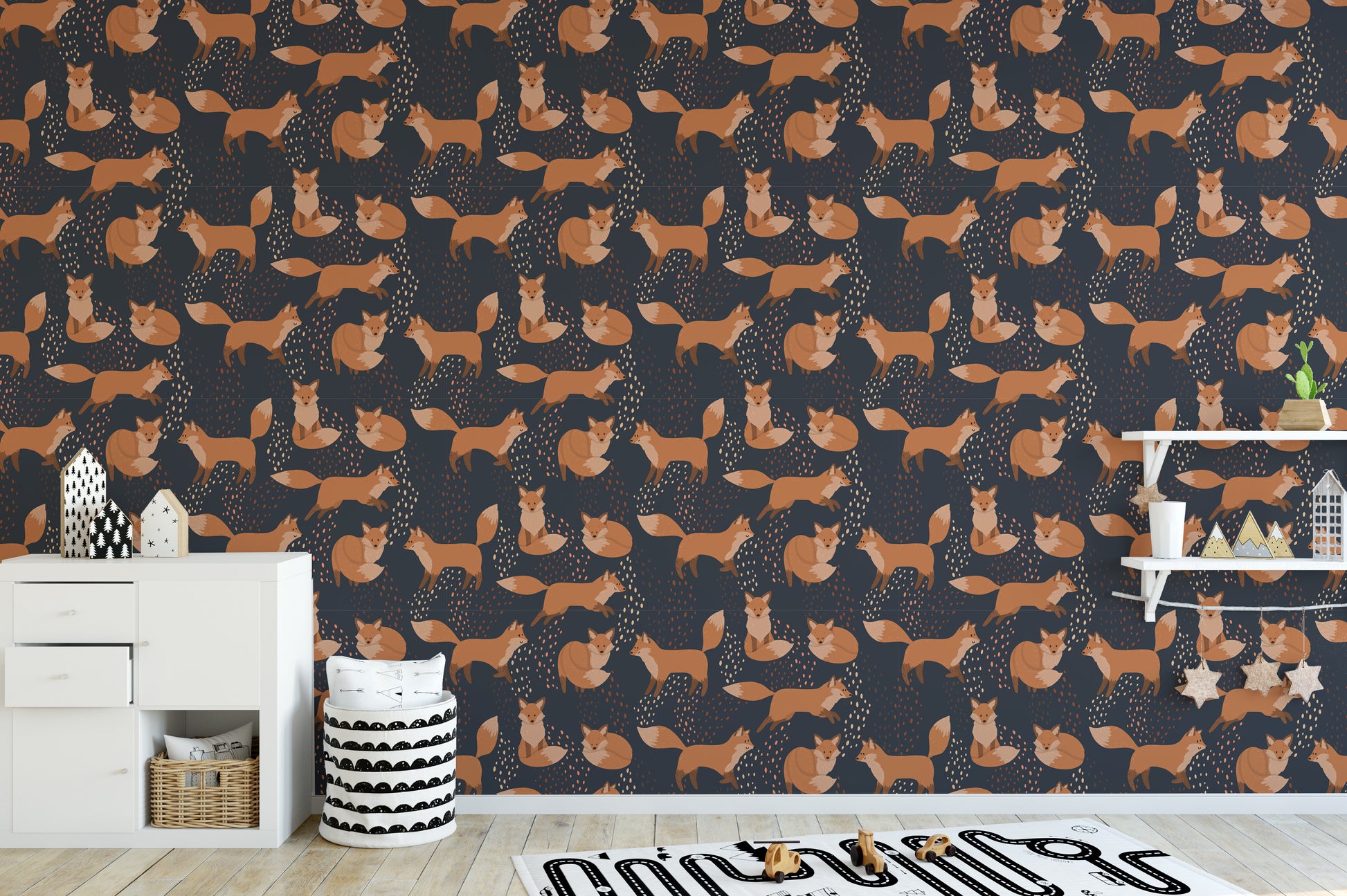 Creative fox wallpaper with soft tones
