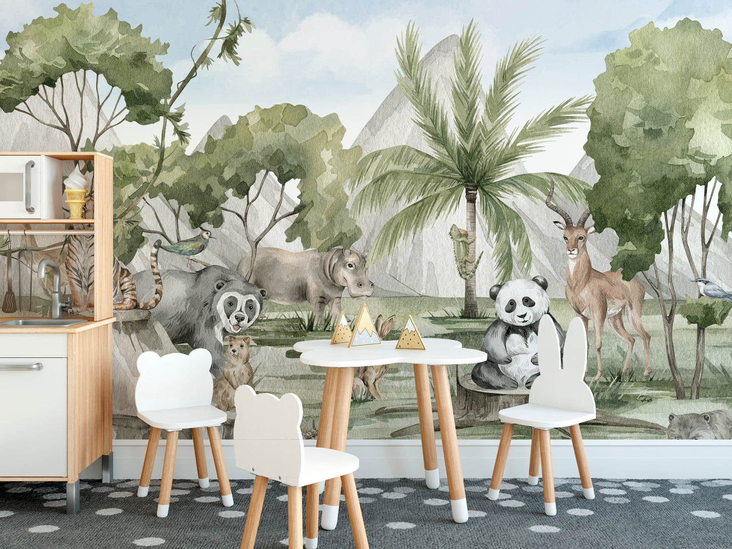 Transform walls with a savannah wildlife wallpaper mural