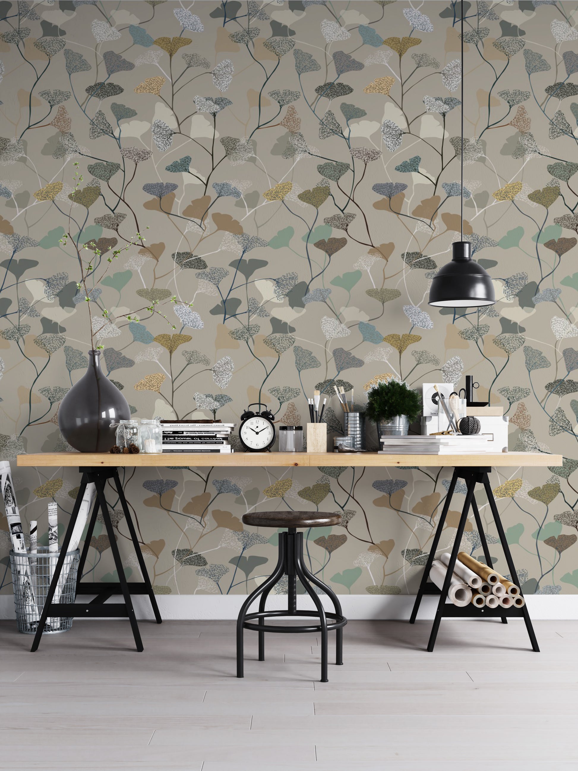 Elegant botanic grace wallpaper for interiors