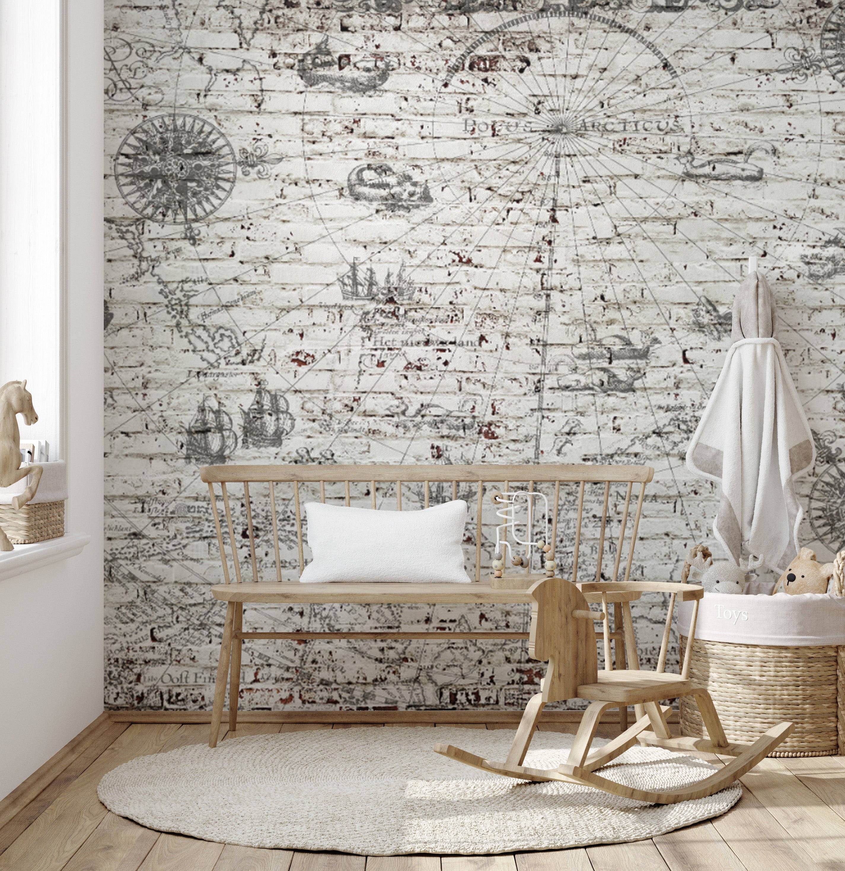 Classic explorers’ map wallpaper with vintage appeal
