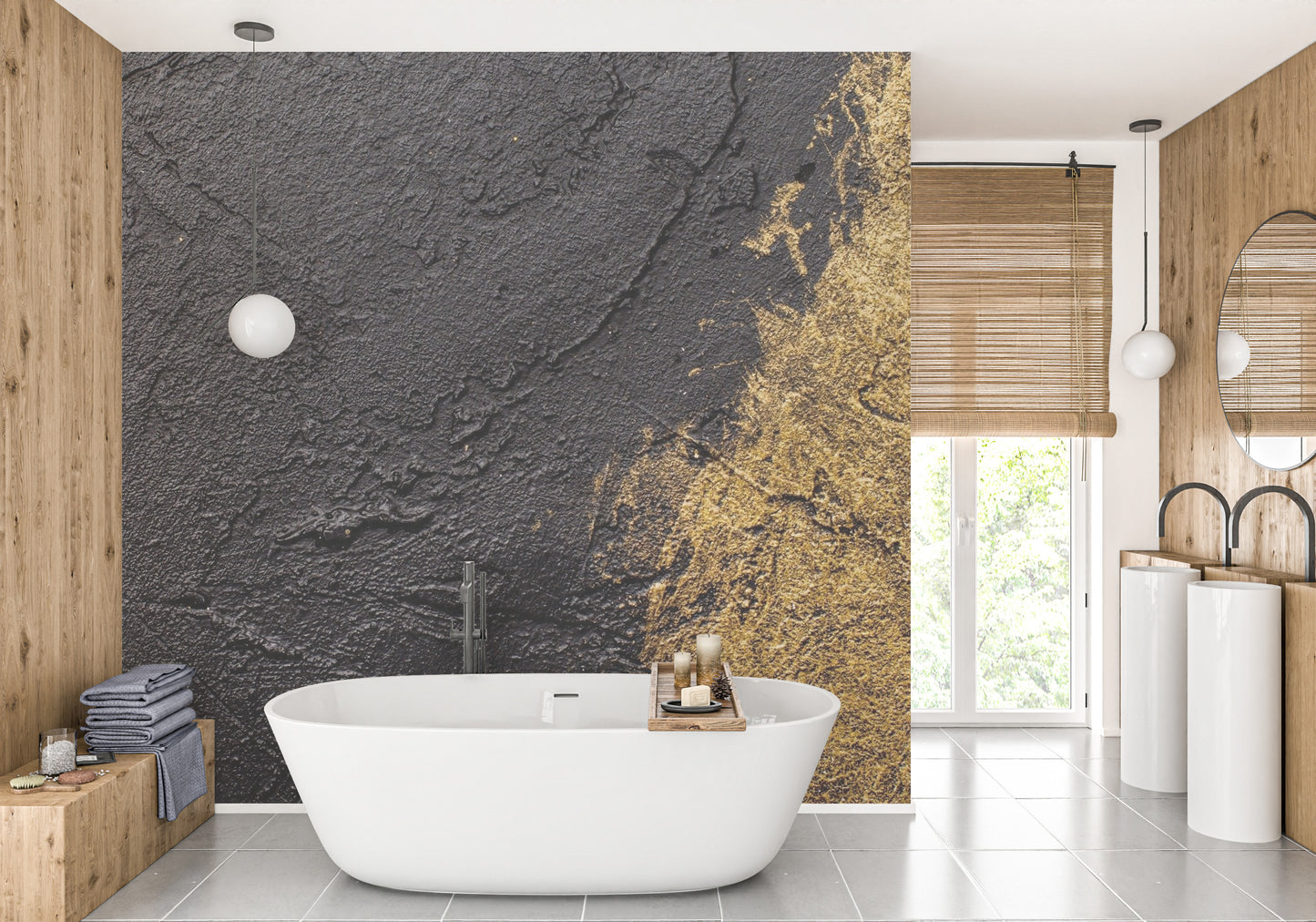 Textured Dual Tone Gold Wallpaper Mural