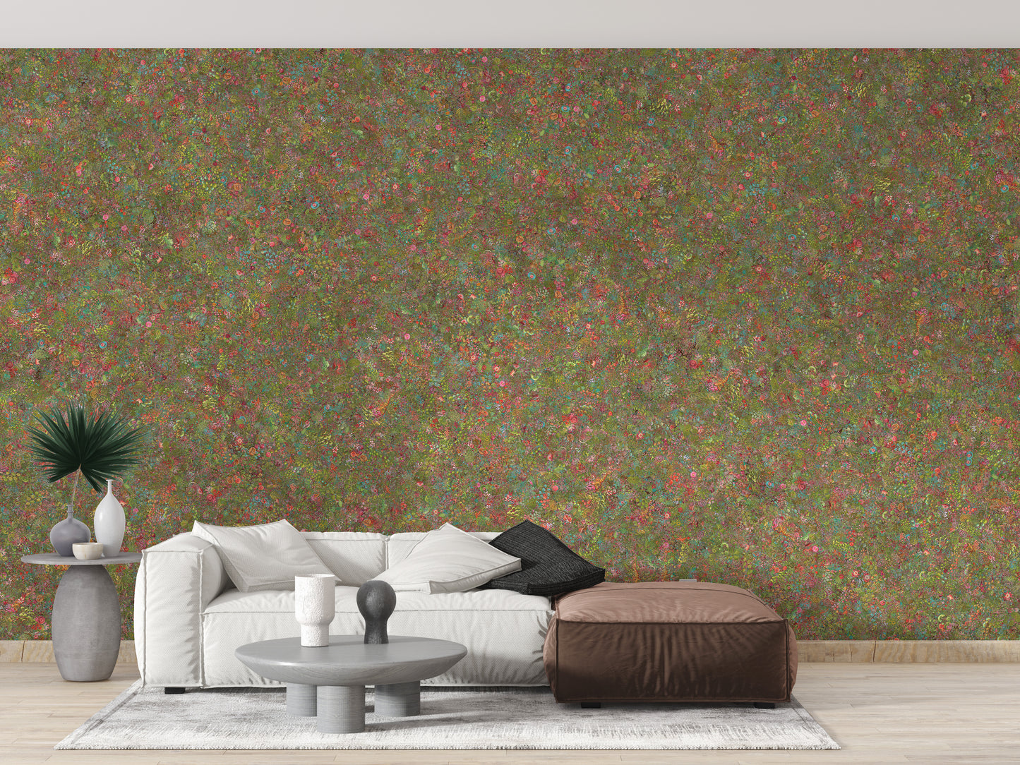 Embroidery Colorful Floral Removable Wallpaper Murals