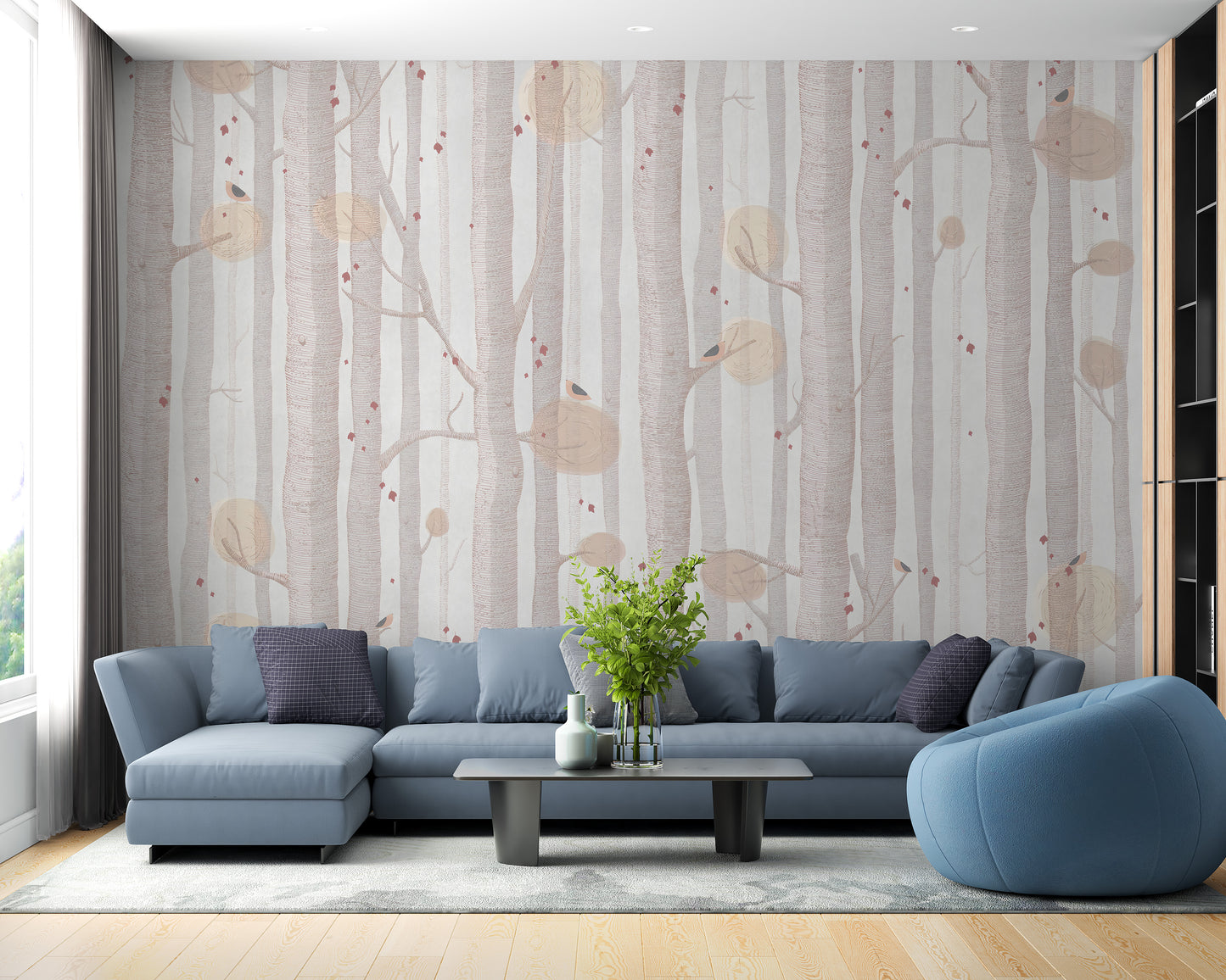 Cream Color Tree Wallpaper Mural