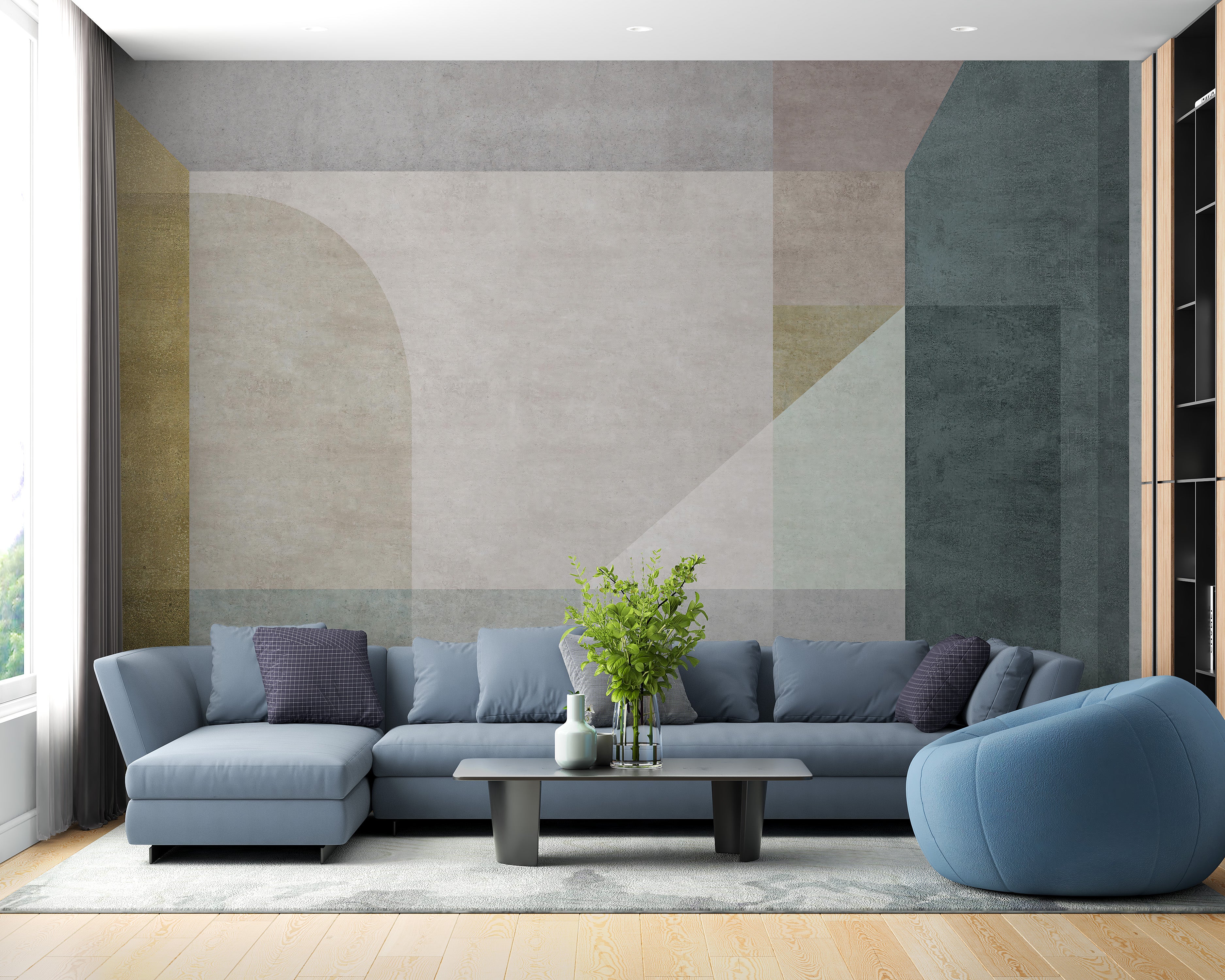 Modern geometric pastel wallpaper mural
