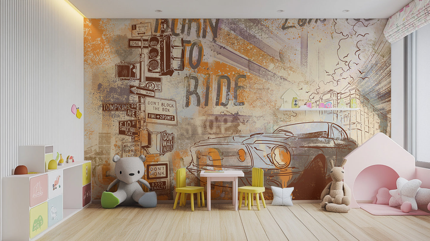 Playful Mustang Mirage wallpaper for nursery spaces