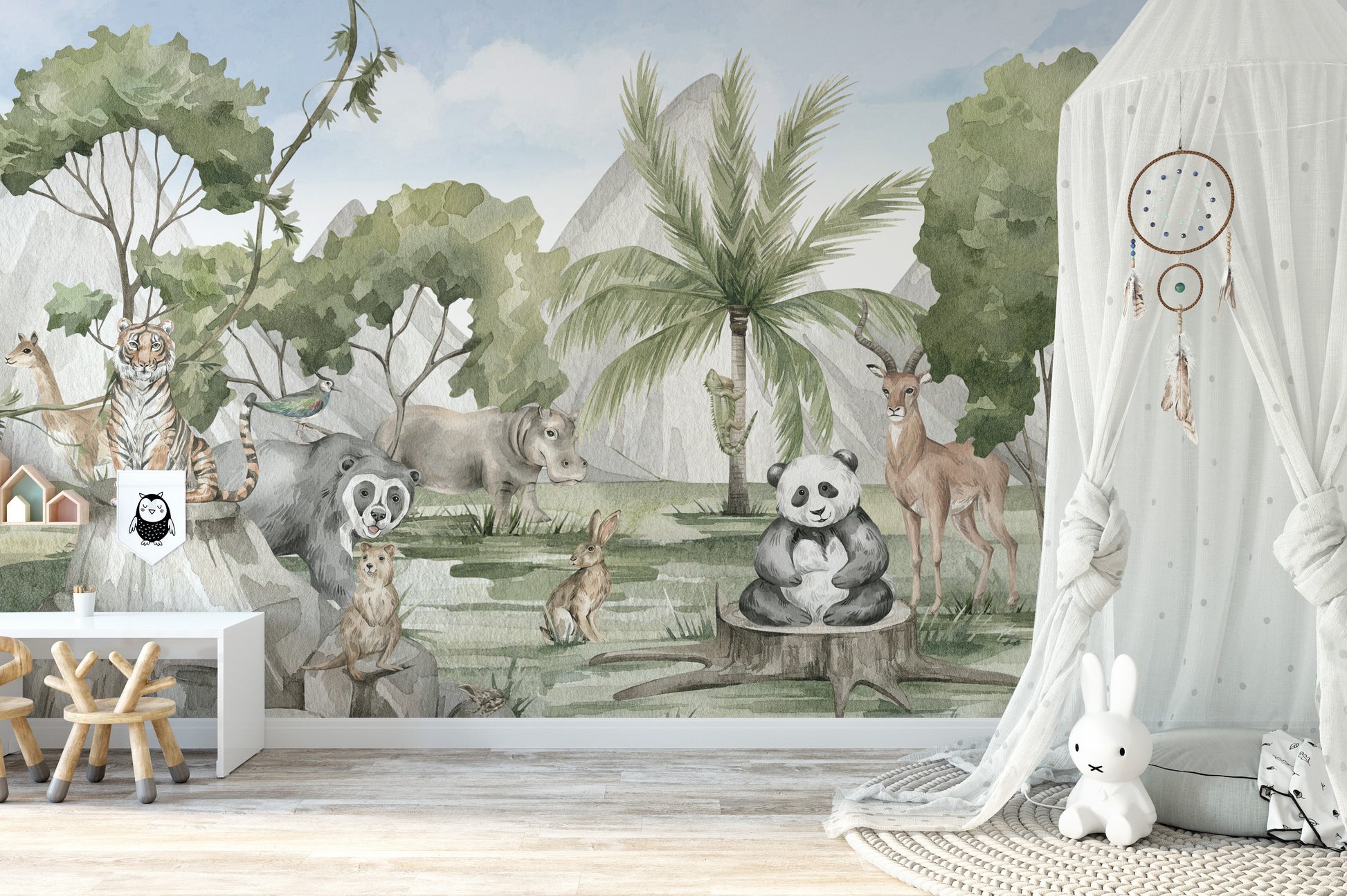 Wildlife wallpaper mural showcasing savannah landscapes