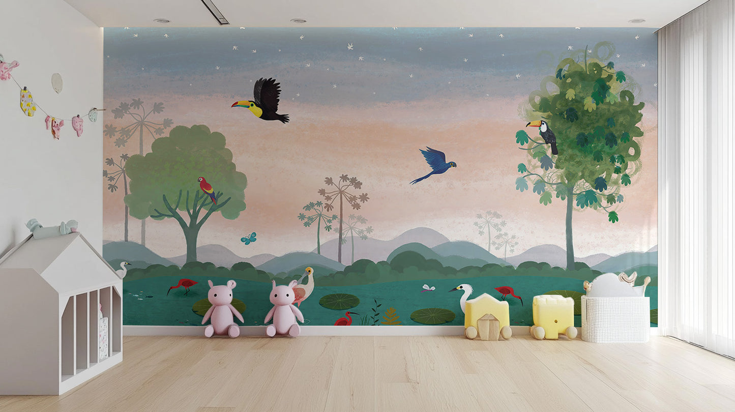 Enchanted Forest Bird Mural