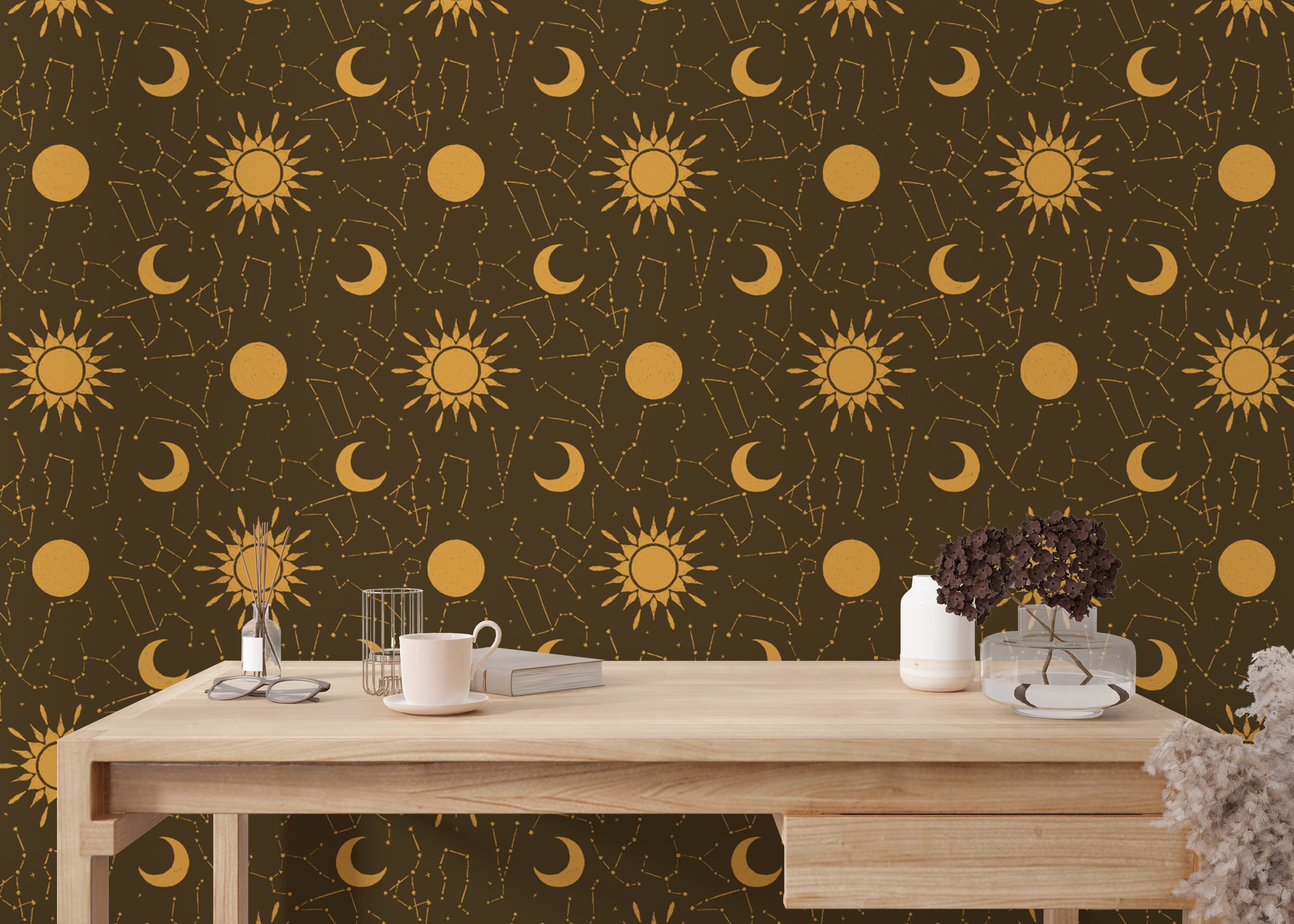 Astrology-themed constellations wallpaper for dreamy interiors.