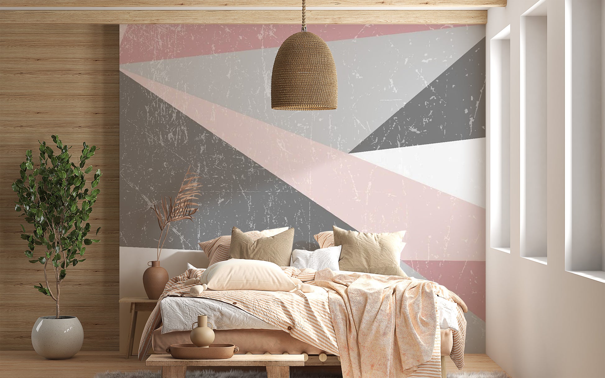 Stylish Scandinavian Triangle Pattern Mural
