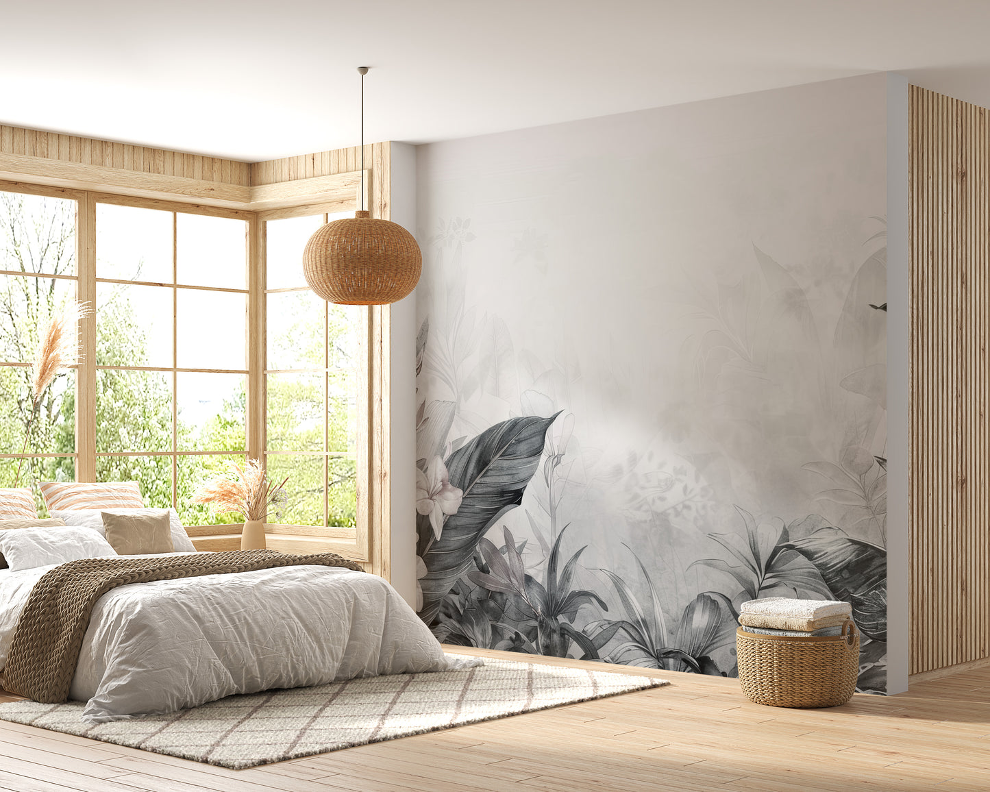 Artistic vintage forest wallpaper mural
