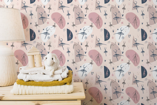 Graceful ballerina wallpaper in soft hues