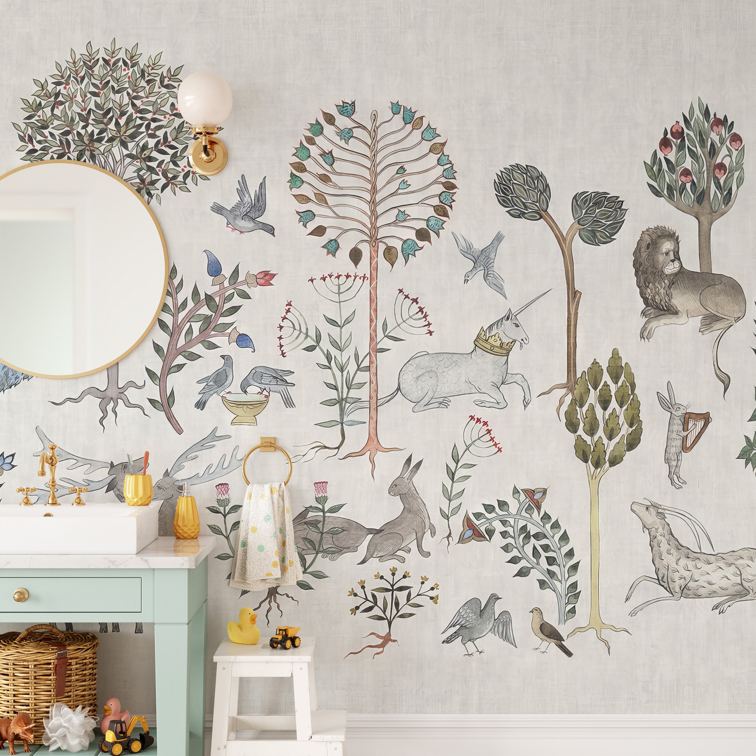 Adorable animals wallpaper for children's rooms