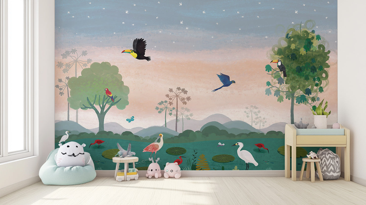 Enchanted Forest Bird Mural