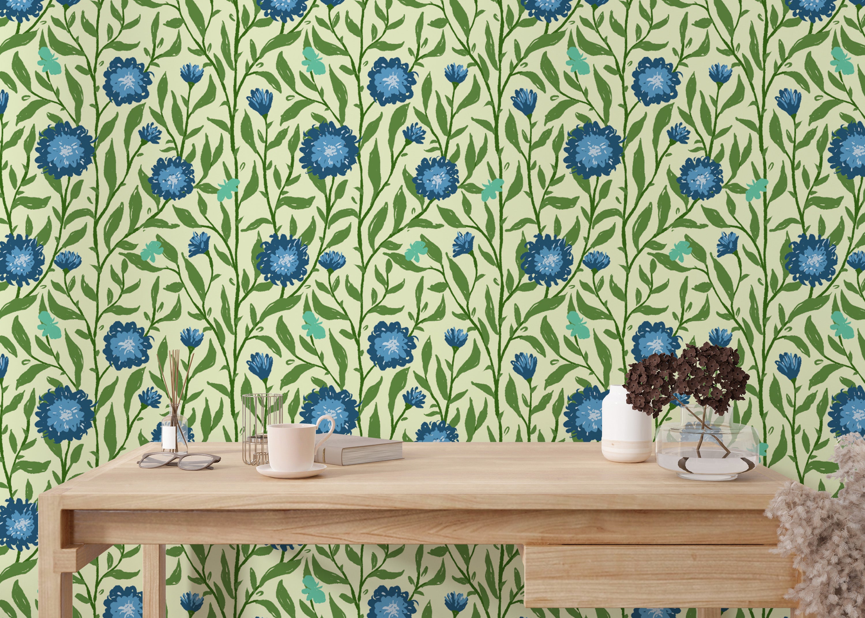 Spring Trellis Light Blue Wallpaper - Giffywalls