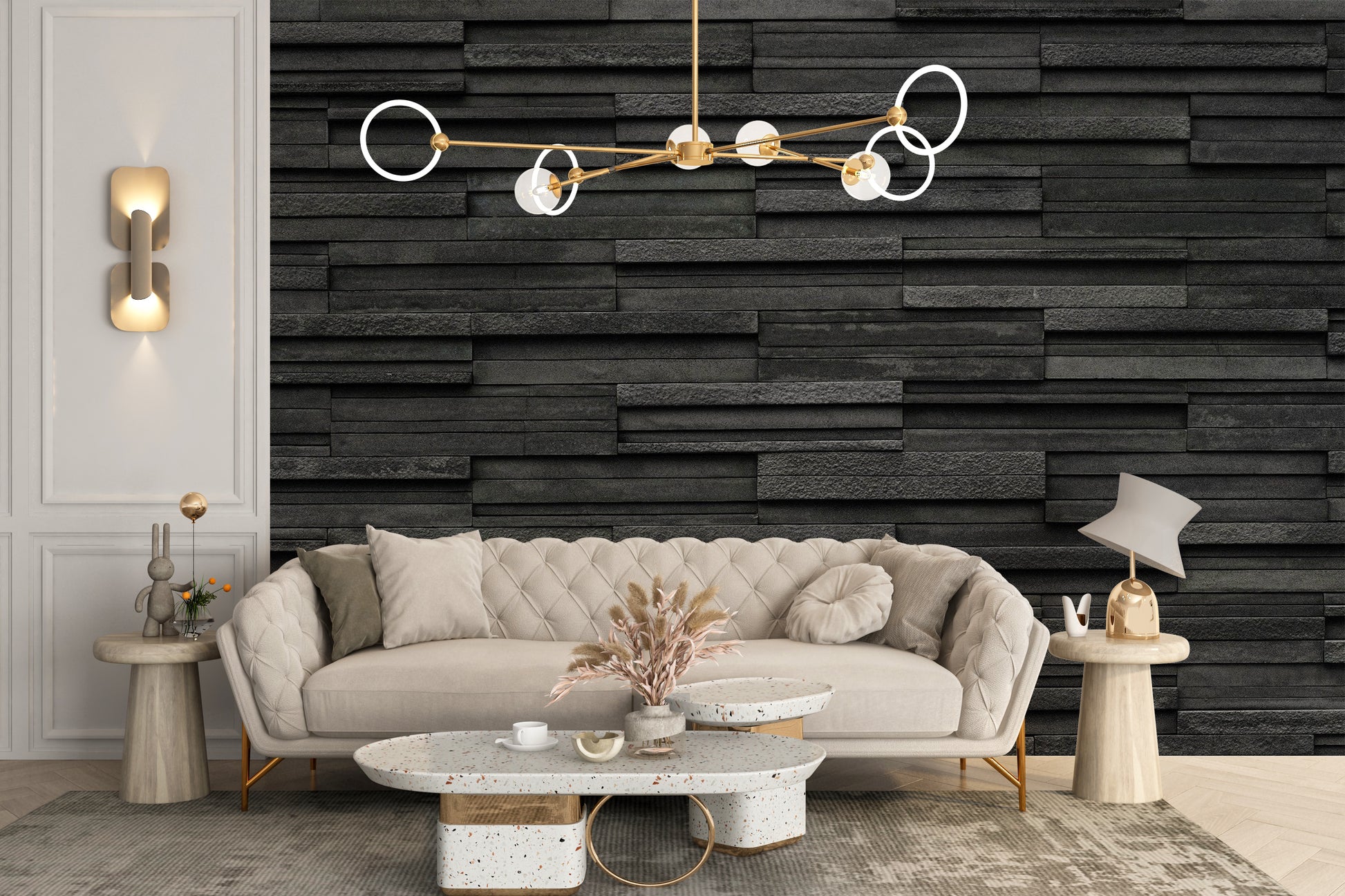 Modern black slate mural for home decor
