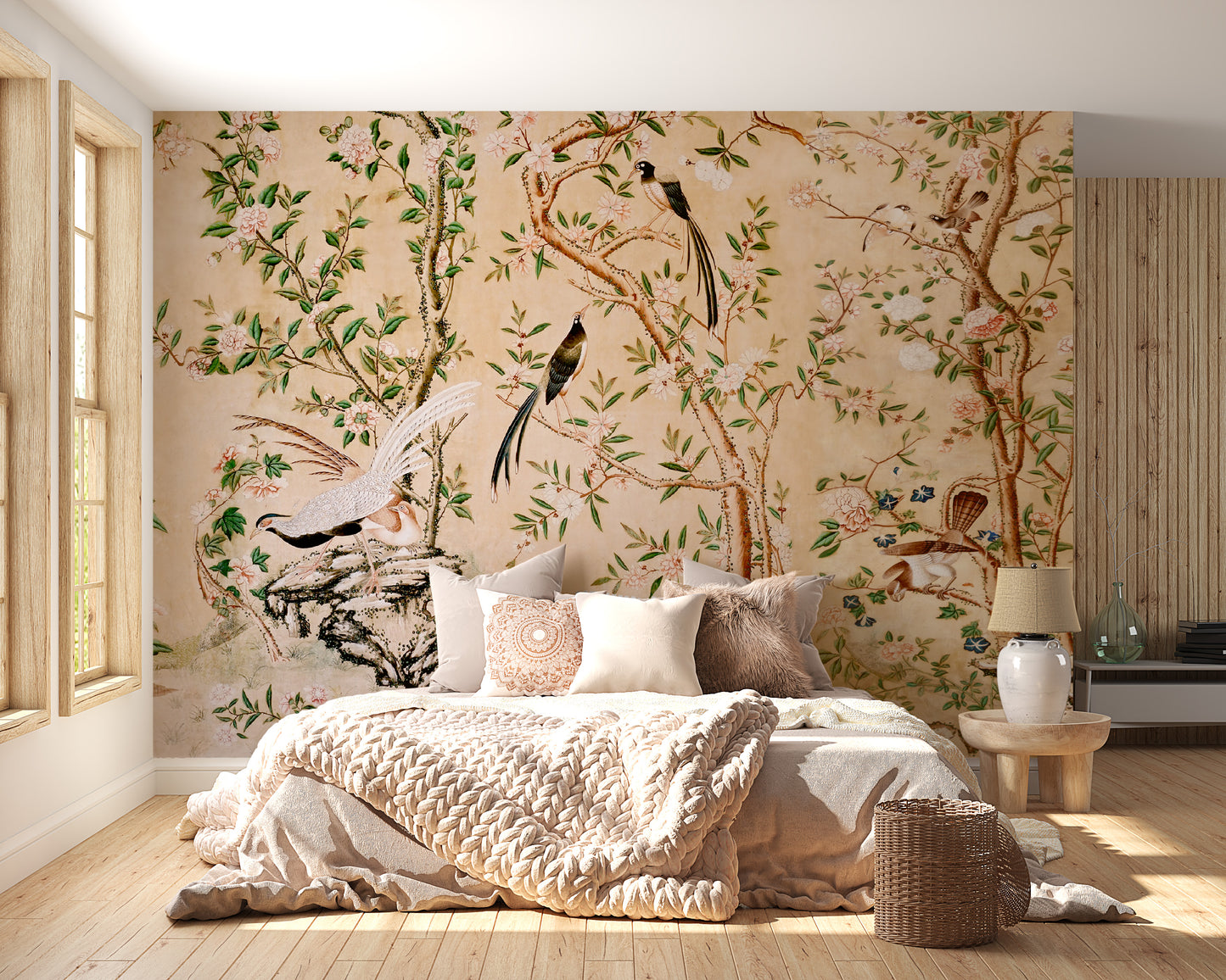 Sepia Chinoiserie Chinese Wallpaper Murals - Giffywalls