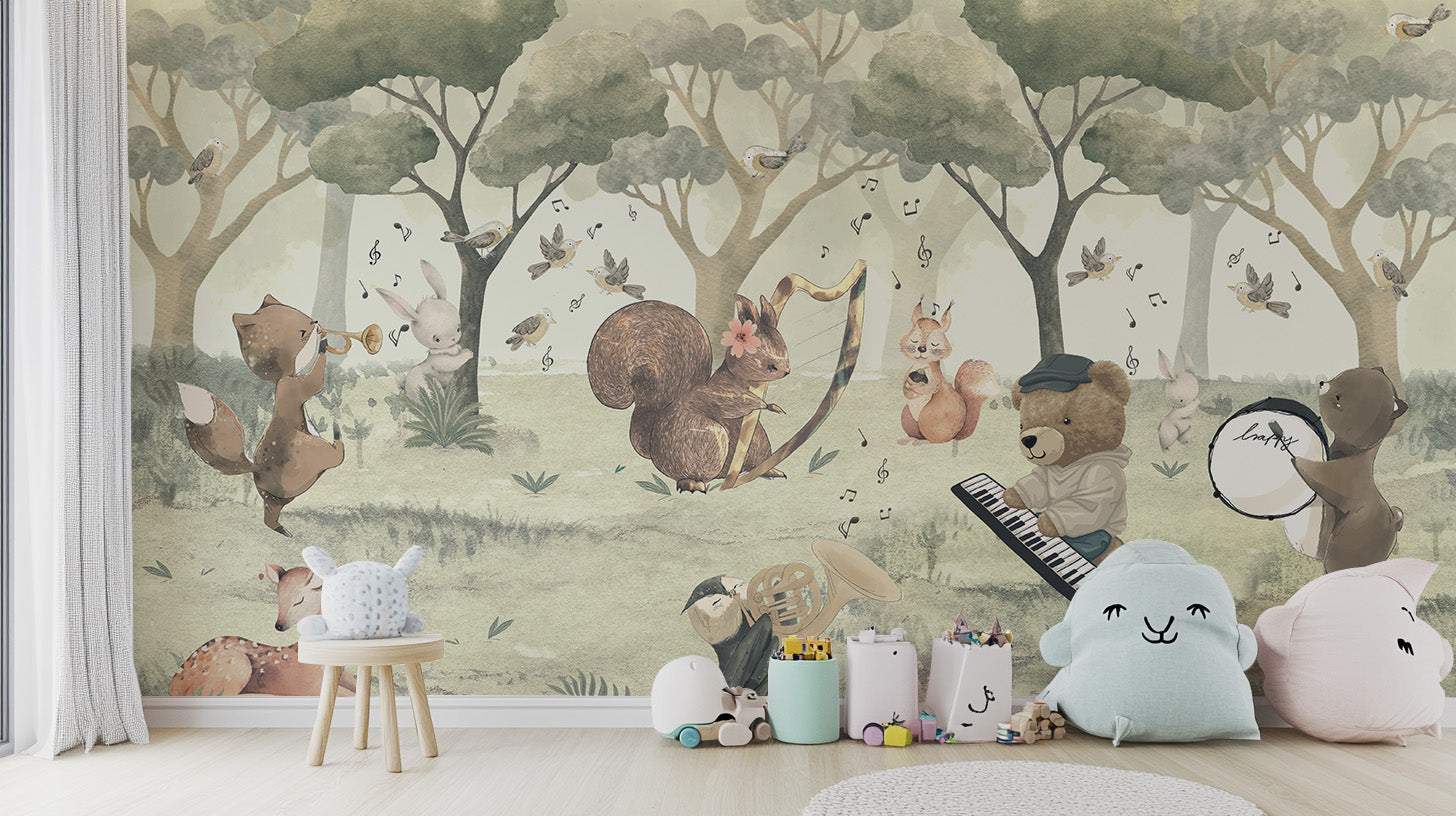 Forest-themed wallpaper for children
