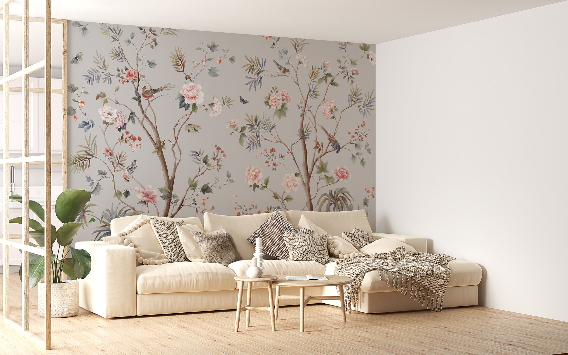 Floral Chinoiserie Wallpaper Mural
