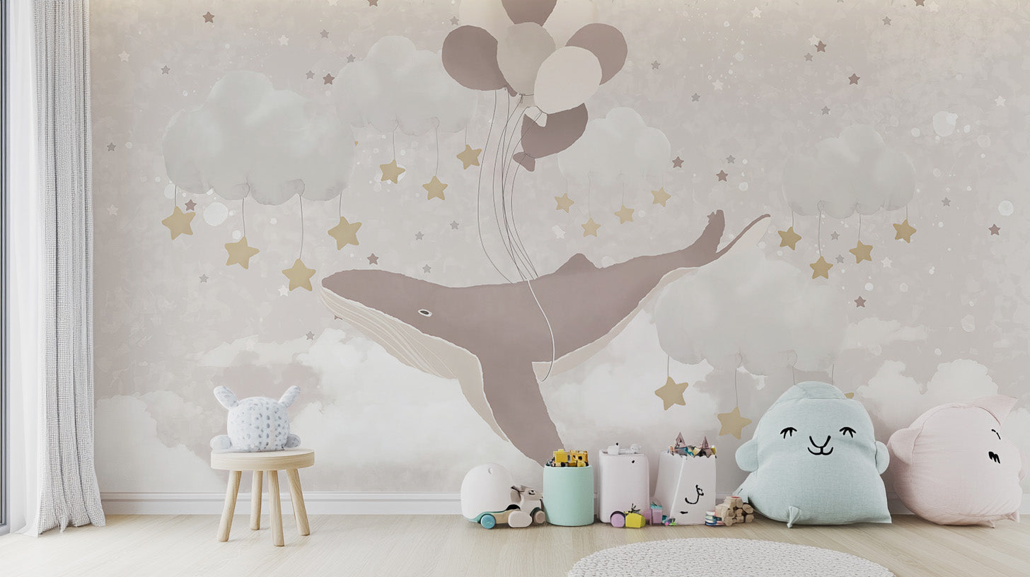 Whale wallpaper for nursery decor
