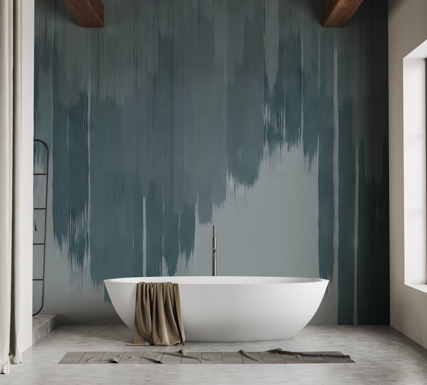 Blue Enigma mural brings a serene luxury to your bathroom walls.